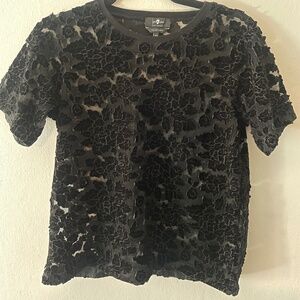 Black Velvet Floral Top